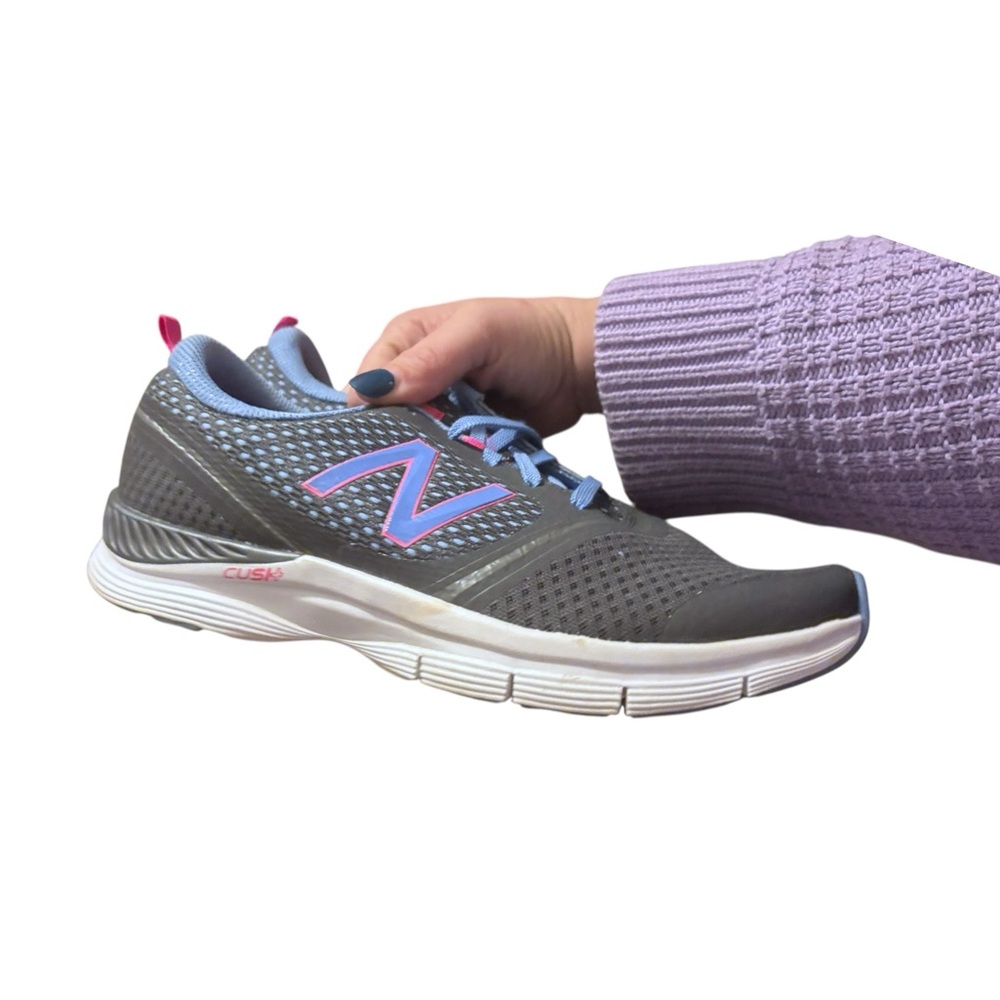 New Balance Gray and Light Blue Women's Sneakers with Pink Accents